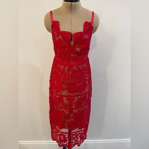 For Love & Lemons red lace dress
